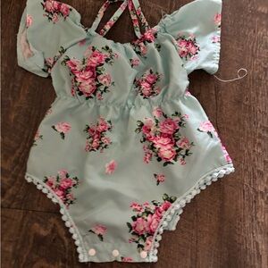 Floral Baby Romper with Pink Roses